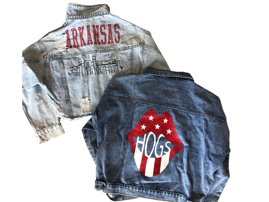 Game Day Lips Denim Jacket