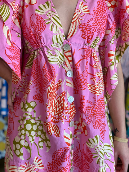 Mixed Lobster Pink Mini Dress