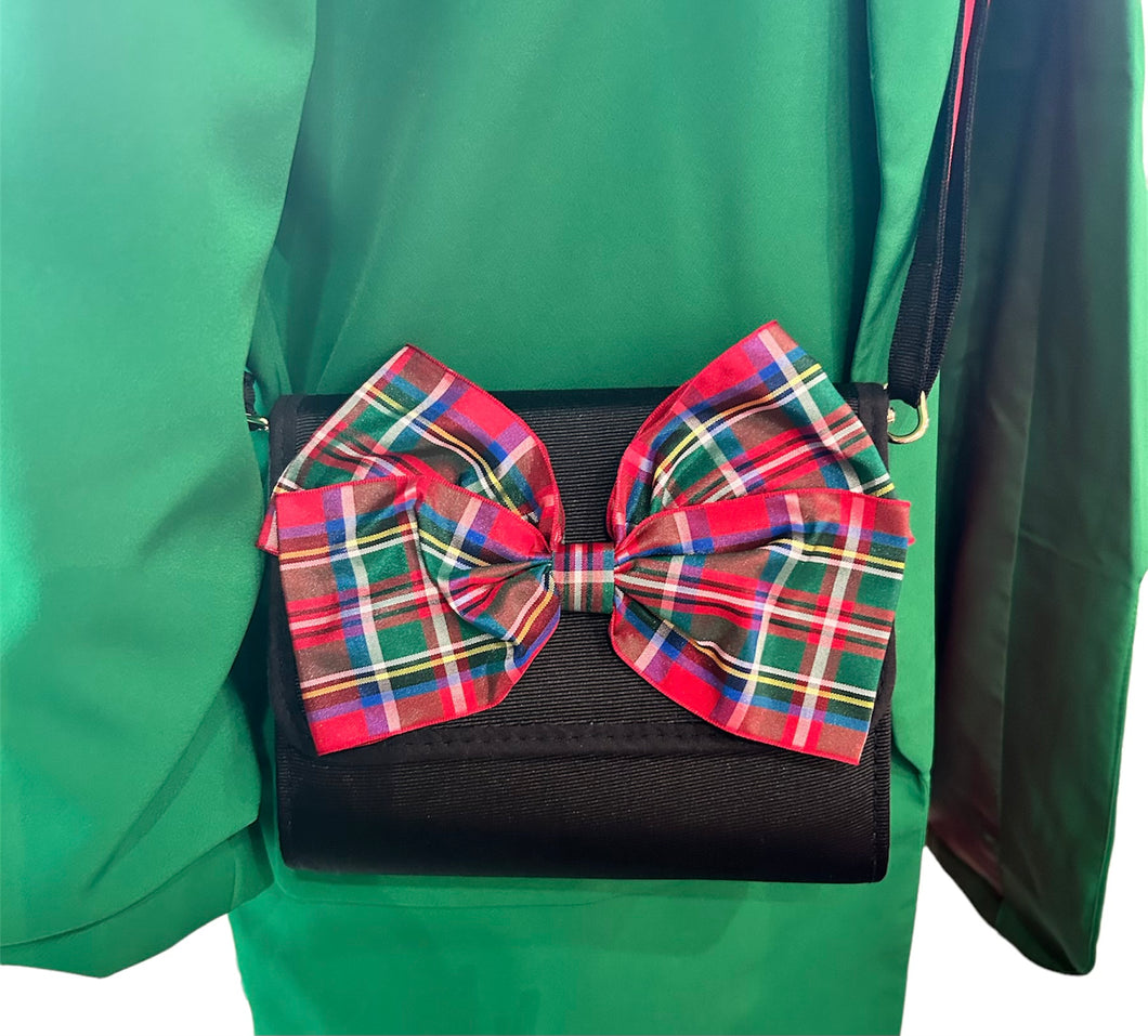 Eleanor Clutch with Red Plaid Bow