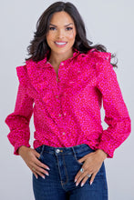 Load image into Gallery viewer, Pink Poppy Button Front Top
