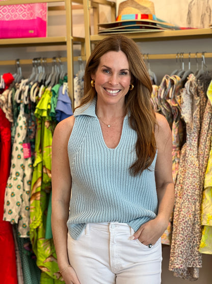 Anna Knit Top in Baby Blue