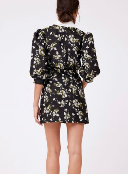 Floral Jacquard Collar Dress