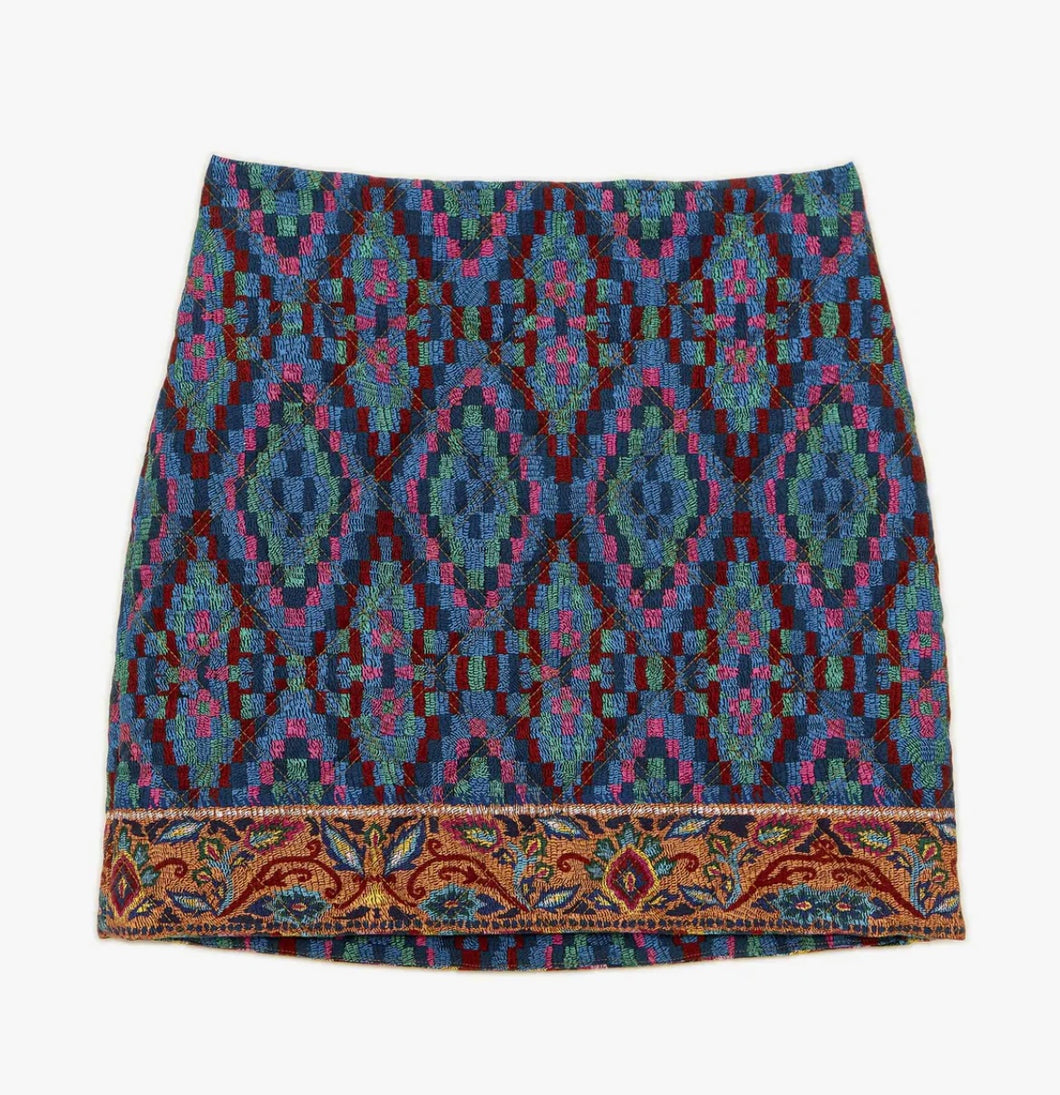 Tapestry Scarf Blue Mini Skirt