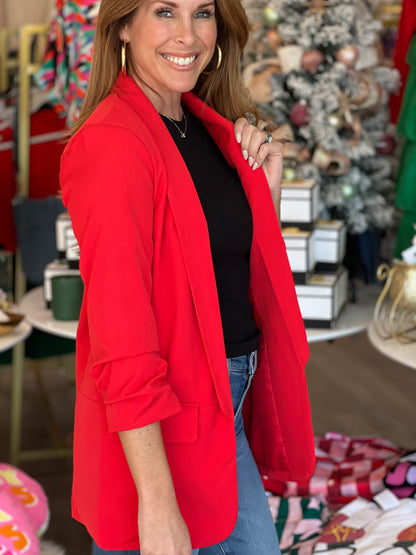 Red Boyfriend Blazer
