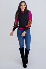 Load image into Gallery viewer, Puff Sleeve Sweater in Multi Leopard

