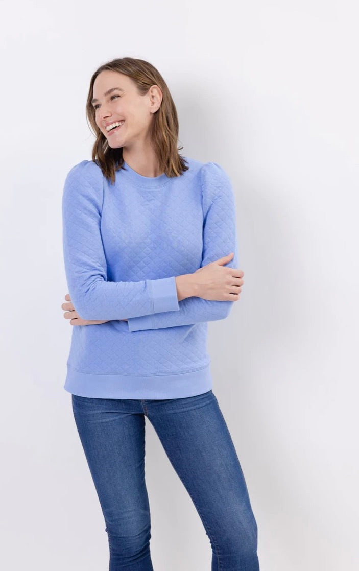 Quilted Long Sleeve Sweatshirt in Hydrangea