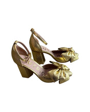 Load image into Gallery viewer, Francesca Gold Bow Heel
