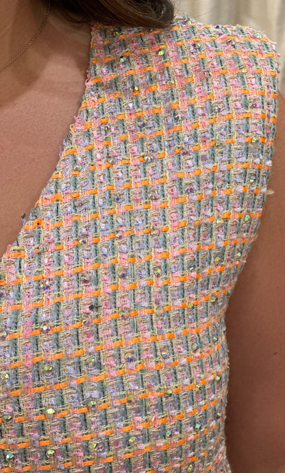 Tweed Shoulder Pad Dress