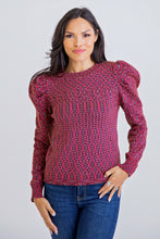 Load image into Gallery viewer, Puff Sleeve Sweater in Multi Brown
