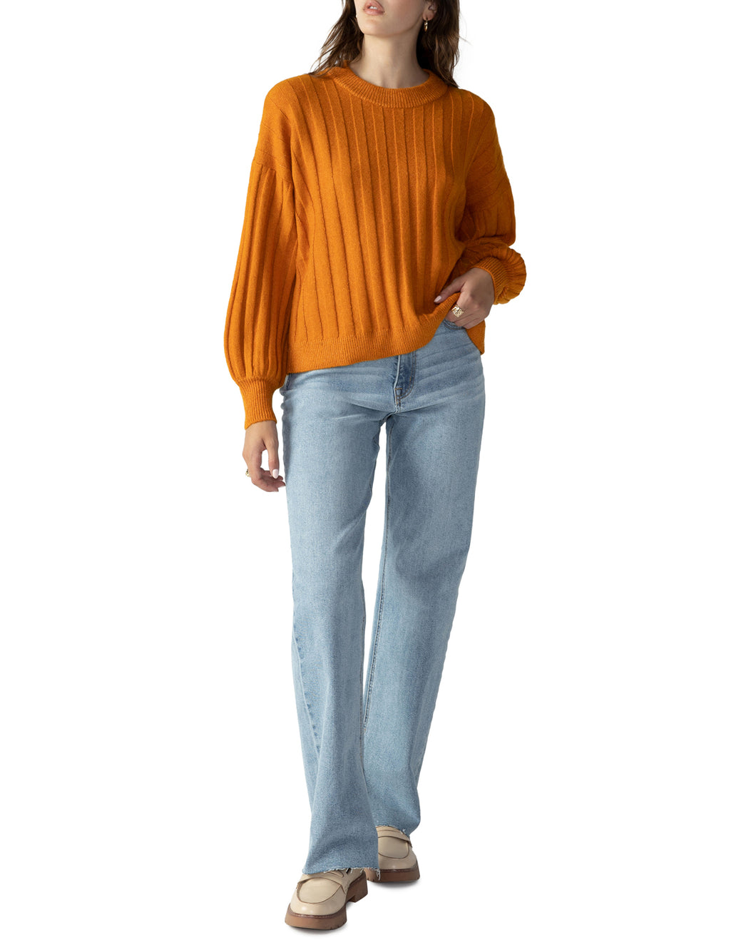 Cozy Ribbed Sweater in Pumpkin