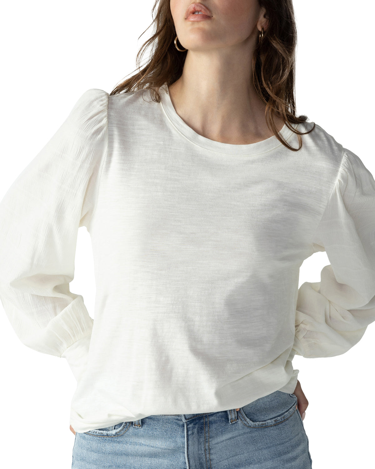 Wonderland Puff Sleeve Tee in Ivory