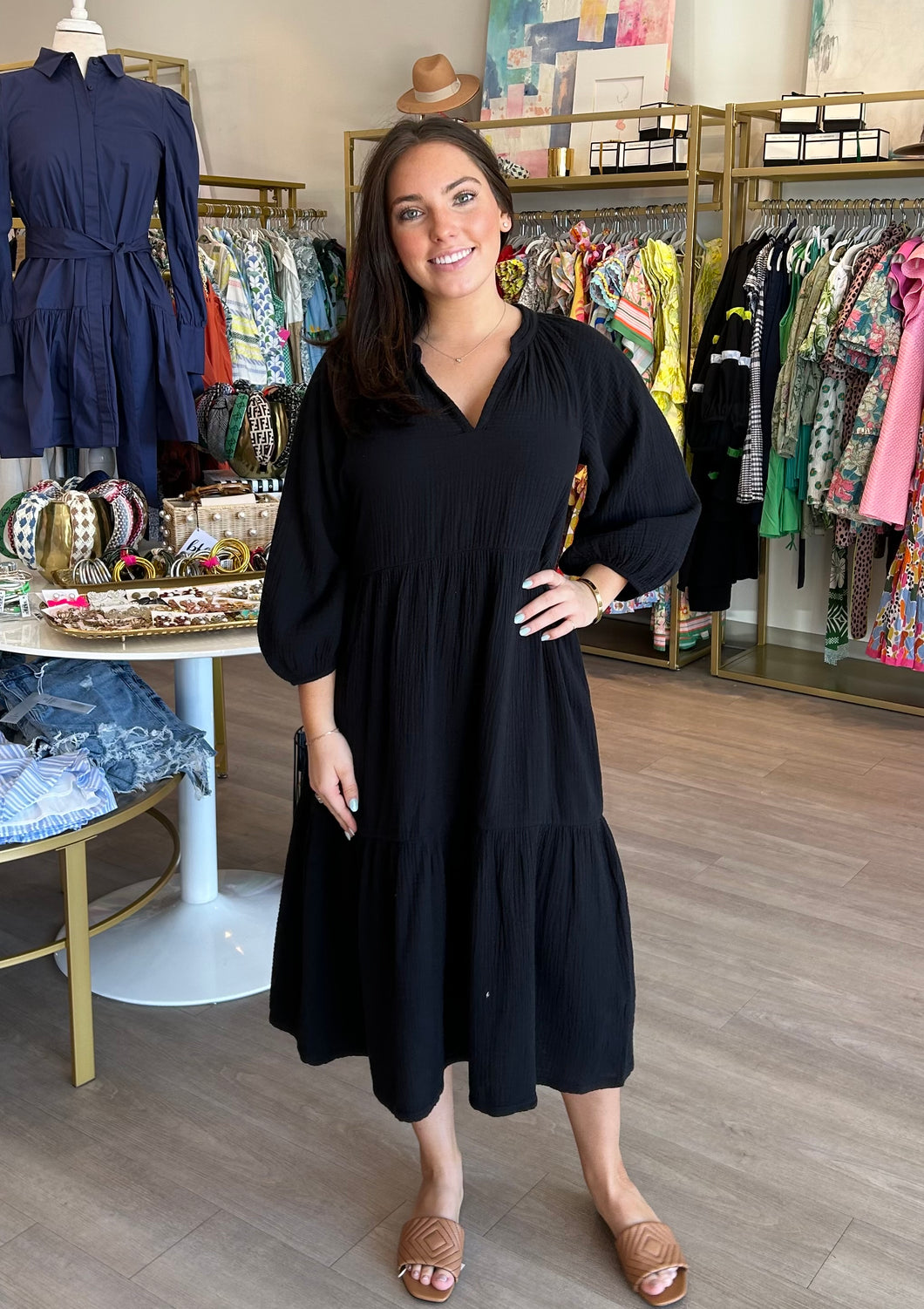 Imani Tiered Dress in Black