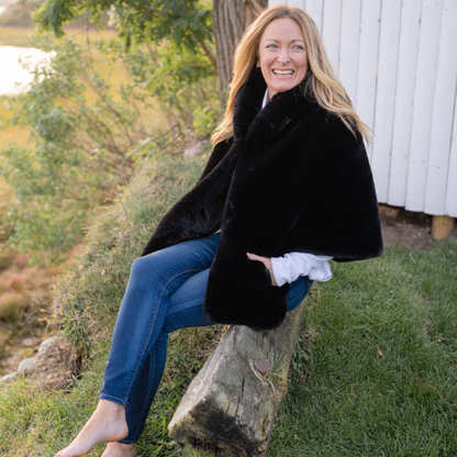 Luxe Black Faux Fur Capelet