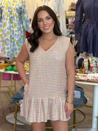 Tweed Shoulder Pad Dress