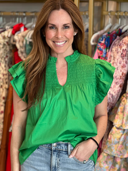 Layla Top in Bright Fern