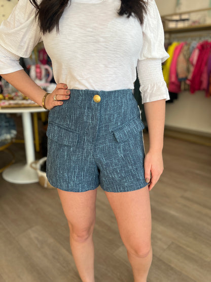 Parker Tweed Short in Blue