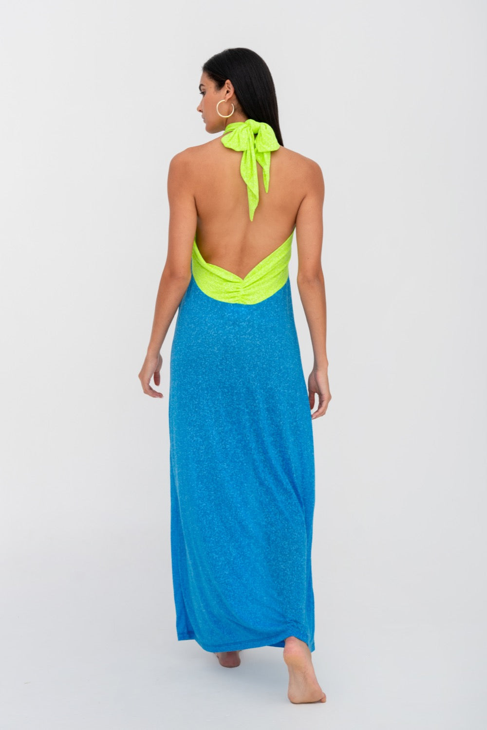 Crossover Halter Dress in Blue
