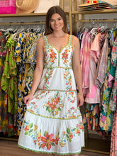 Load image into Gallery viewer, Mixed Tropical Romance White Midi Dress

