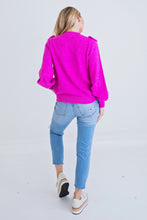Load image into Gallery viewer, Solid Ruffle Sweater in Fuschia
