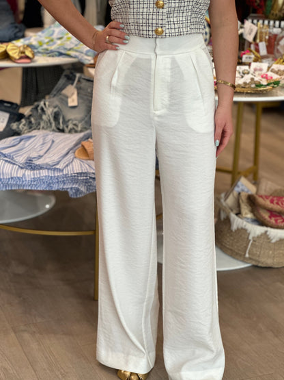 Sorrento Wide Leg Pant in Ivory