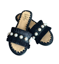 Load image into Gallery viewer, Valentina Fringe Slide in Black
