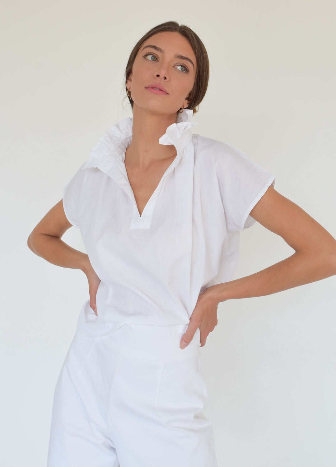 Vicki Short Sleeve Top in White