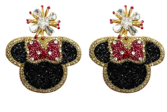 Large Black/Red Minnie Earring