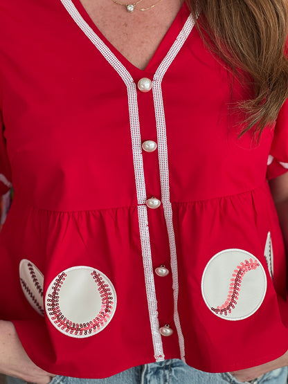 Red Baseball Top