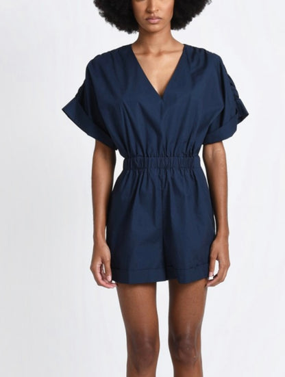 Short Sleeve Romper in Navy