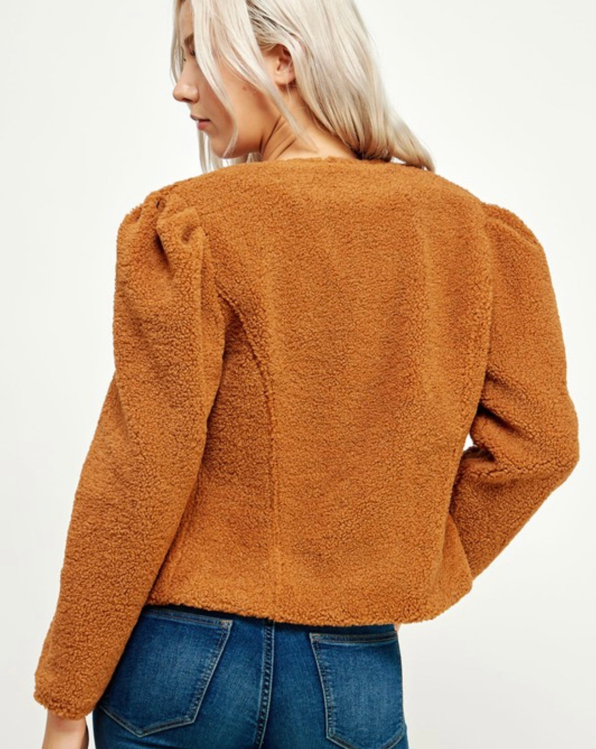 Camel Puff Sleeve Jacket