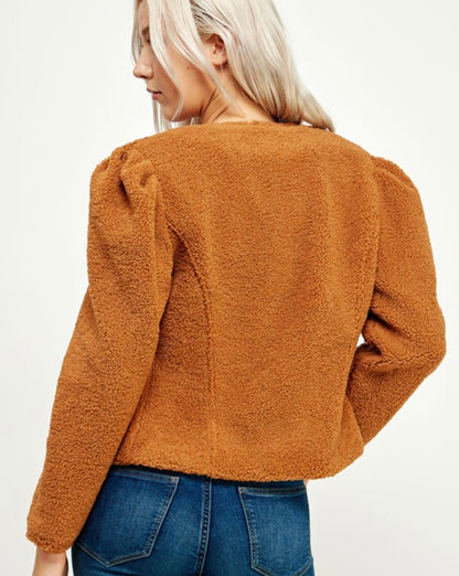 Camel Puff Sleeve Jacket