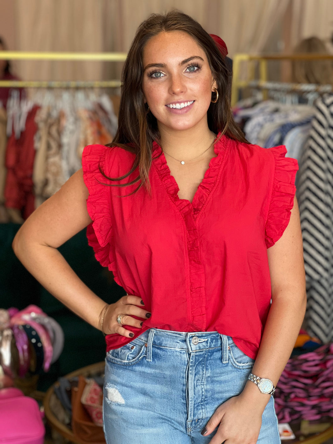 Ruffly Top in Red