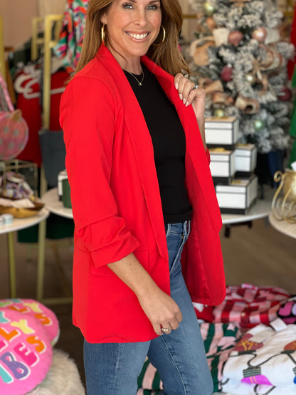 Red Boyfriend Blazer