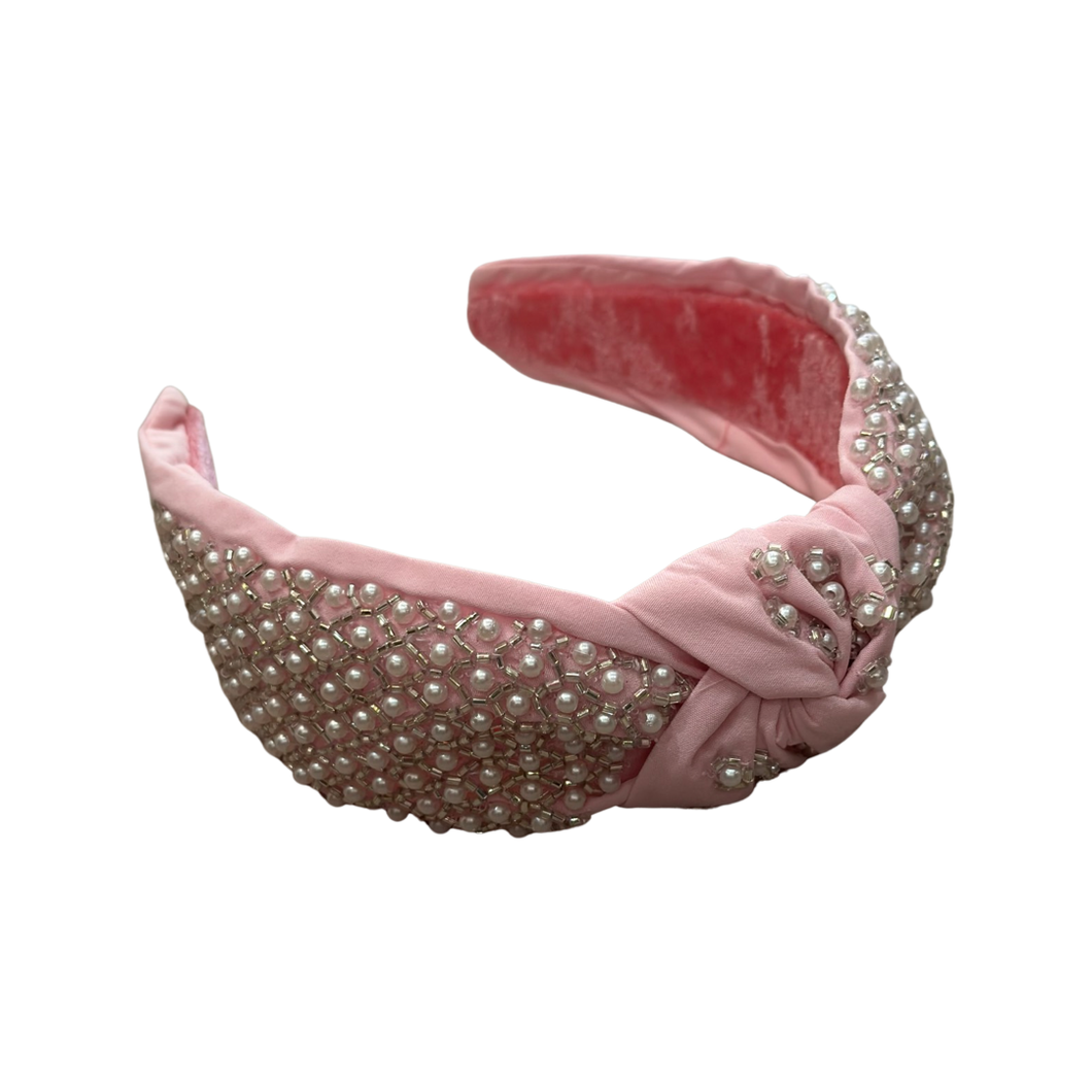 Pink w/Pearls Headband