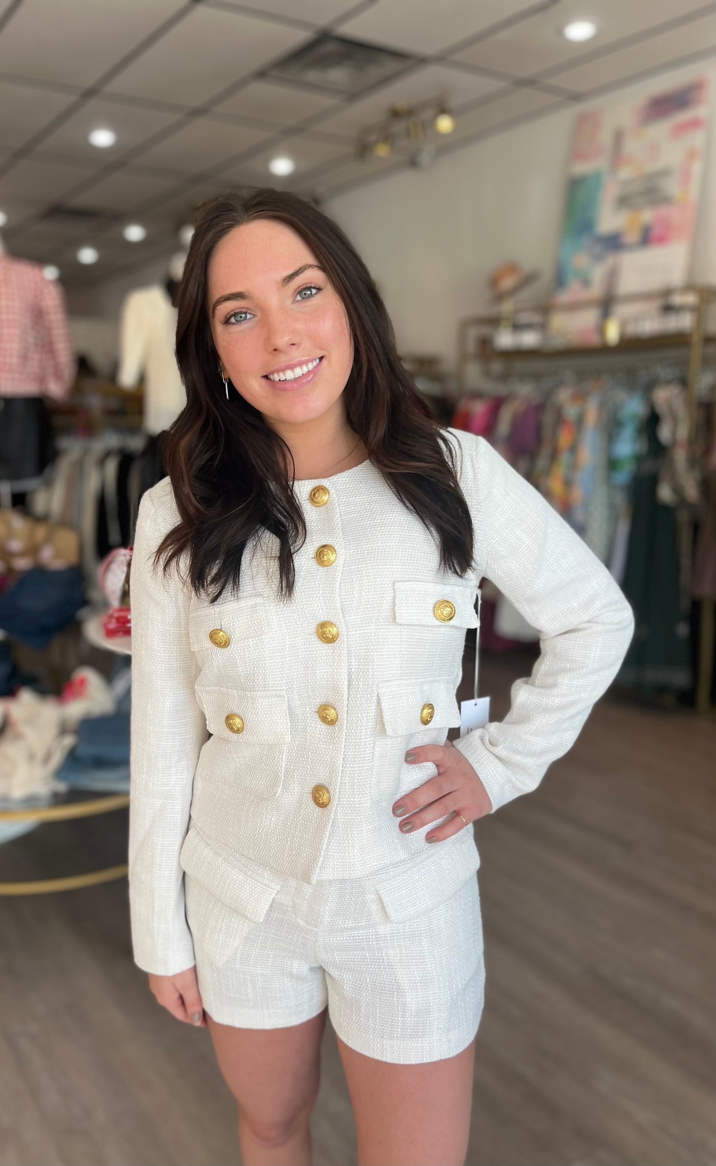Delfina Crop Jacket in White