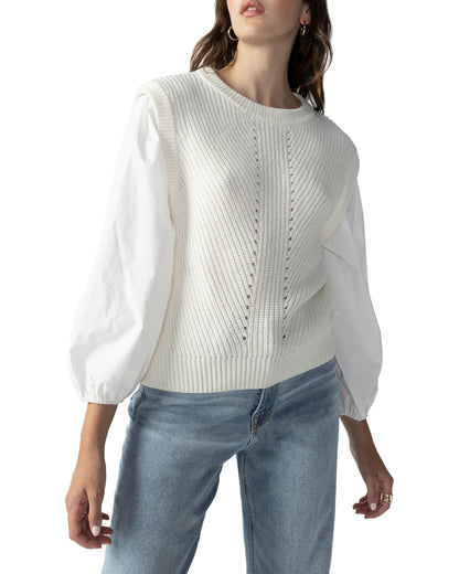Cream Mixed Media Sweater