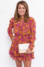 Load image into Gallery viewer, Pink/Mustard Floral Ruffle Dress
