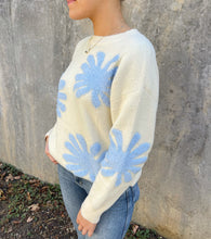 Load image into Gallery viewer, Ivory Sweater w/Blue Daisy
