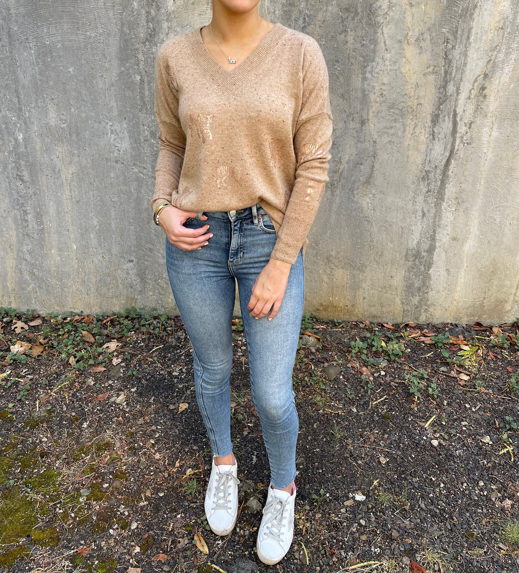 Tiger Foil Cashmere Sweater