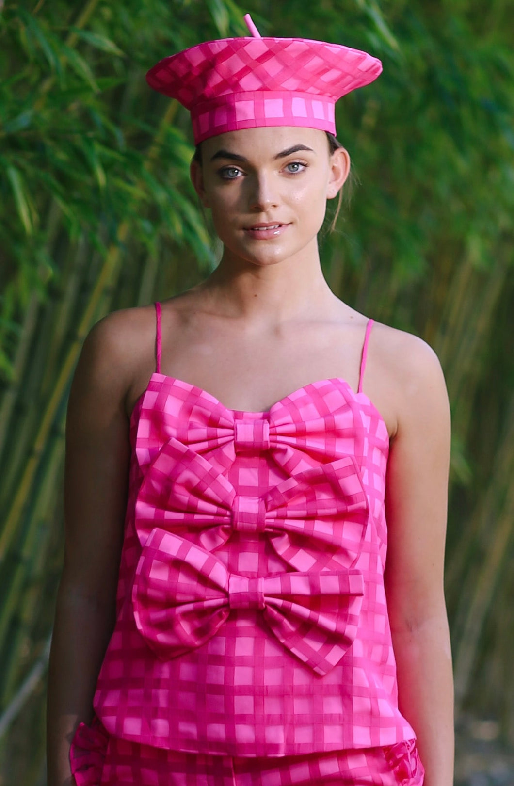 Barbara Bow Cami in Hot Pink