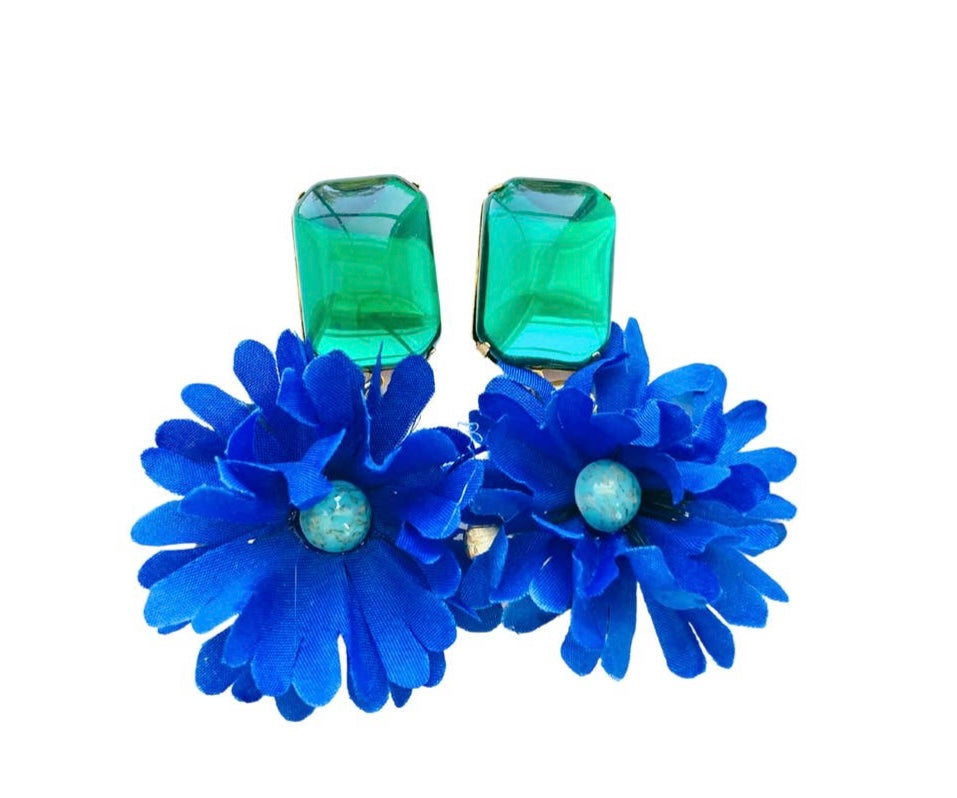 Emerald and Royal Flower Earring