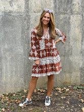 Load image into Gallery viewer, Brown Geometric Tunic Dress
