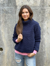 Load image into Gallery viewer, Navy Cowl Neck Pullover
