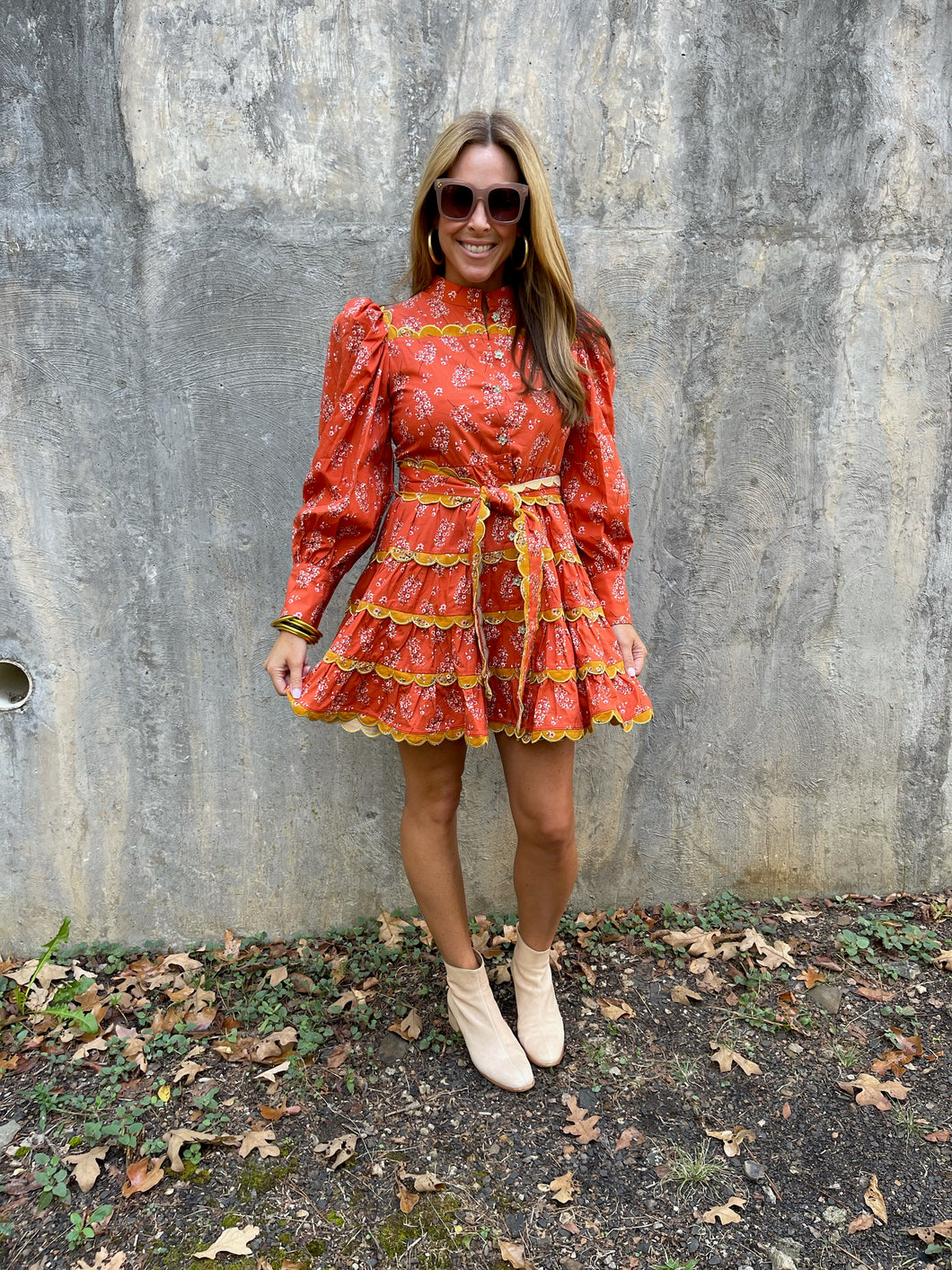 Encina Dress in Burnt Orange