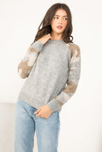 Load image into Gallery viewer, Tan Camo Sleeve Sweater
