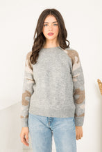 Load image into Gallery viewer, Tan Camo Sleeve Sweater
