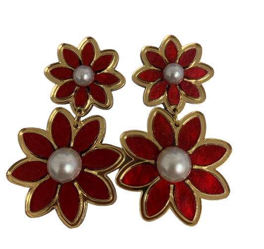 Red Daisy Earring