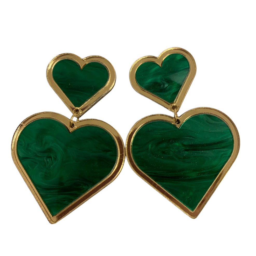 Green Heart Statement Earring