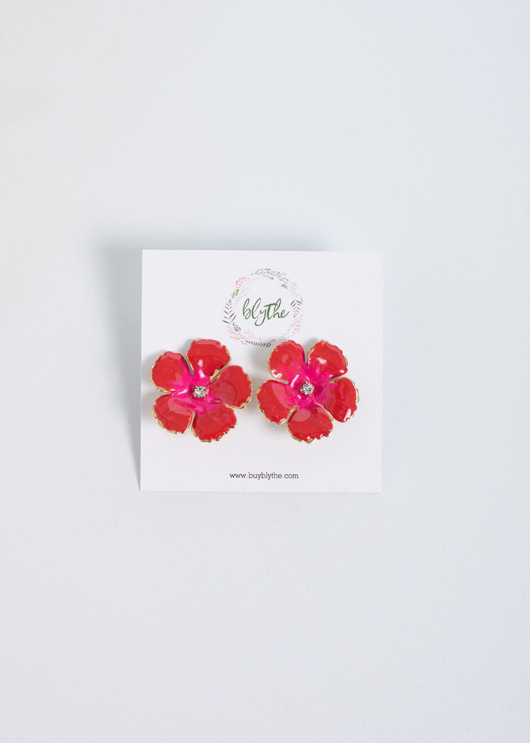 Red/Pink Flower Earrings