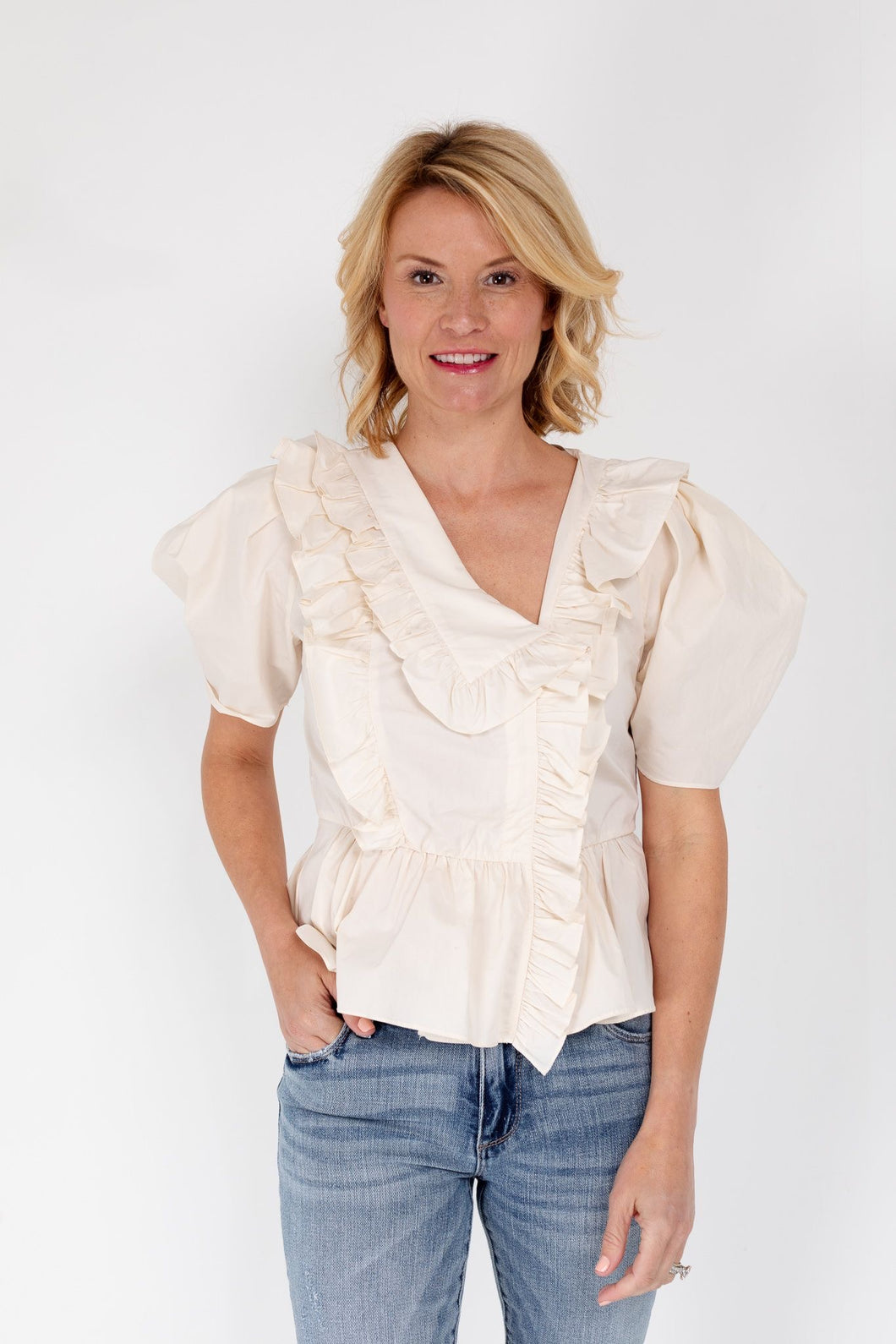 Ivory Ruffle Collar Blouse